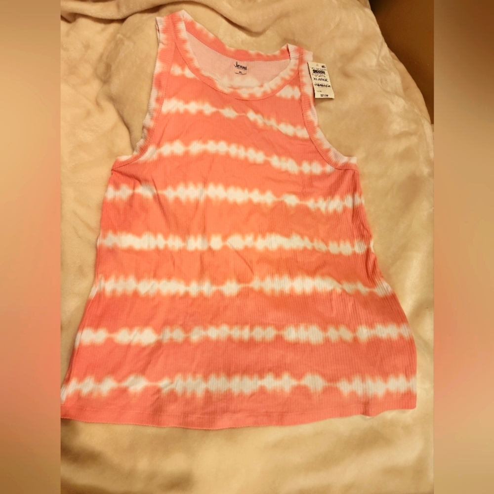 NWT Women's Jenni Intimates Pink Tiedye Sleeveless Pajama Top XL